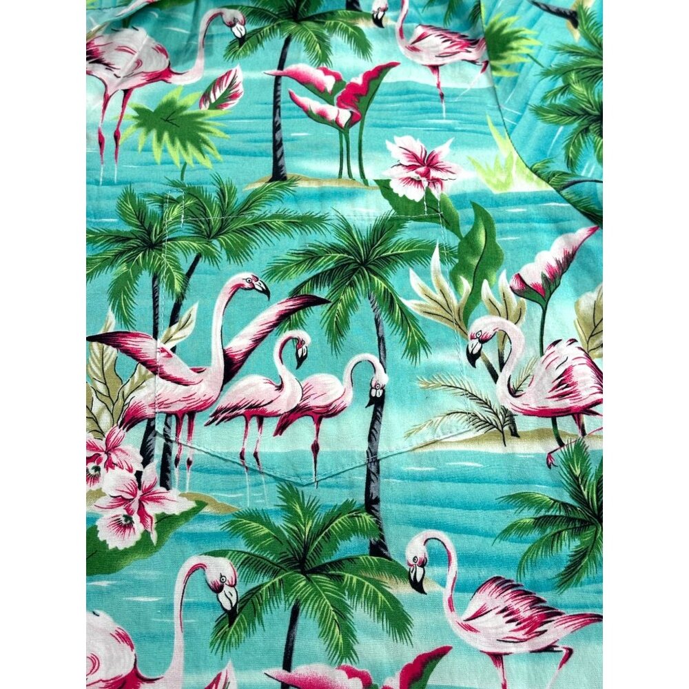 RJC Hawaiian Flamingo Shirt Mens M Made In Hawaii USA Tropical Casual Florida